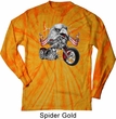 Mens Biker Shirt Eagle Biker Long Sleeve Tie Dye Tee T-shirt