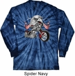Mens Biker Shirt Eagle Biker Long Sleeve Tie Dye Tee T-shirt