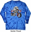 Mens Biker Shirt Eagle Biker Long Sleeve Tie Dye Tee T-shirt