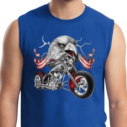 Mens Biker Shirt Eagle Biker Muscle Tee T-Shirt