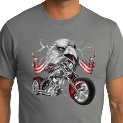 Mens Biker Shirt Eagle Biker Organic Tee T-Shirt