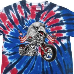 Mens Biker Shirt Eagle Biker Patriotic Tie Dye Tee T-shirt