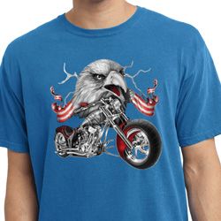 Mens Biker Shirt Eagle Biker Pigment Dyed Tee T-Shirt