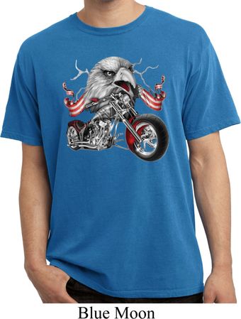 Mens Biker Shirt Eagle Biker Pigment Dyed Tee T-Shirt