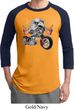 Mens Biker Shirt Eagle Biker Raglan Tee T-Shirt