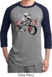 Mens Biker Shirt Eagle Biker Raglan Tee T-Shirt
