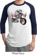 Mens Biker Shirt Eagle Biker Raglan Tee T-Shirt