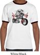 Mens Biker Shirt Eagle Biker Ringer Tee T-Shirt