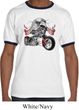 Mens Biker Shirt Eagle Biker Ringer Tee T-Shirt