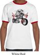 Mens Biker Shirt Eagle Biker Ringer Tee T-Shirt