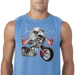 Mens Biker Shirt Eagle Biker Sleeveless Tee T-Shirt