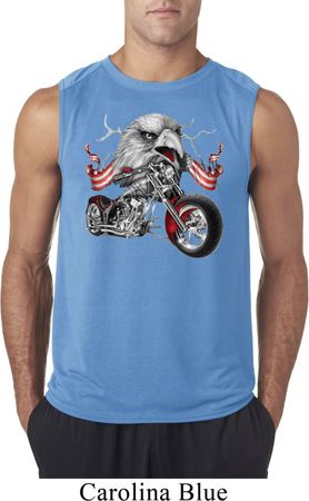 Mens Biker Shirt Eagle Biker Sleeveless Tee T-Shirt