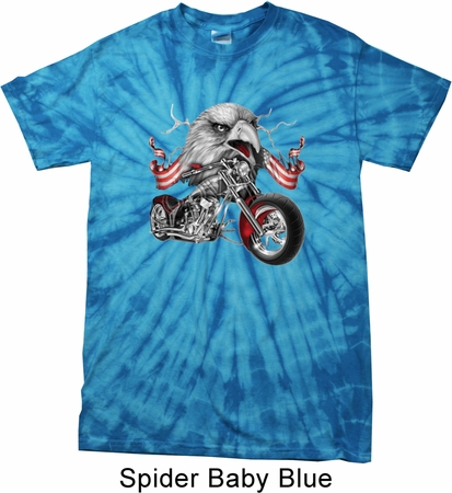 Mens Biker Shirt Eagle Biker Spider Tie Dye Tee T-shirt