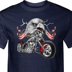 Mens Biker Shirt Eagle Biker Tall Tee T-Shirt