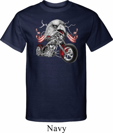 Mens Biker Shirt Eagle Biker Tall Tee T-Shirt