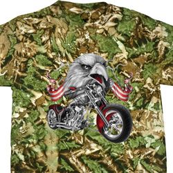 Mens Biker Shirt Eagle Biker Tie Dye Tee T-shirt