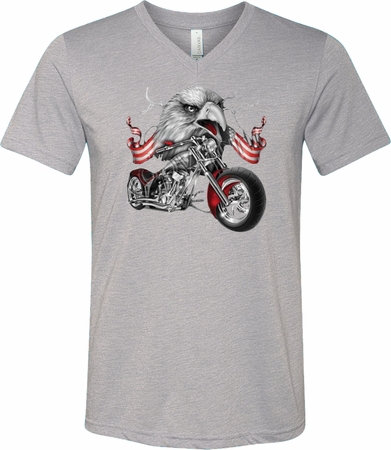 Mens Biker Shirt Eagle Biker Tri Blend V-neck Tee