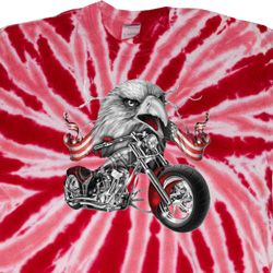 Mens Biker Shirt Eagle Biker Twist Tie Dye Tee T-shirt