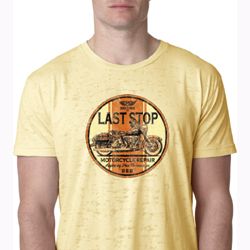 Mens Biker Shirt Last Stop Burnout Tee T-Shirt