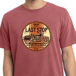 Mens Biker Shirt Last Stop Pigment Dyed Tee T-Shirt