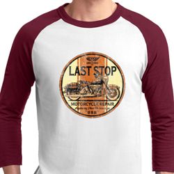 Mens Biker Shirt Last Stop Raglan Tee T-Shirt