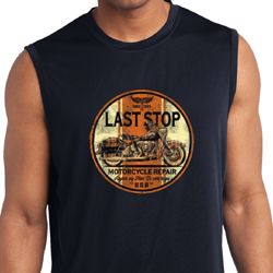 Mens Biker Shirt Last Stop Sleeveless Moisture Wicking Tee T-Shirt