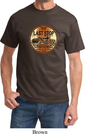Mens Biker Shirt Last Stop Tee T-Shirt