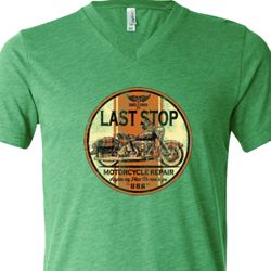 Mens Biker Shirt Last Stop Tri Blend V-neck Tee