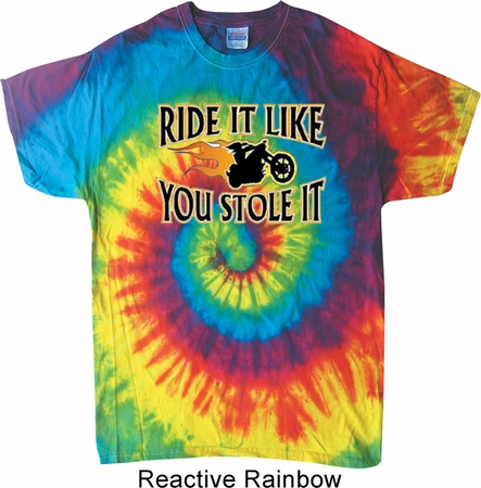 Mens Biker Shirt Ride It Like You Stole It Tie Dye Tee T-shirt
