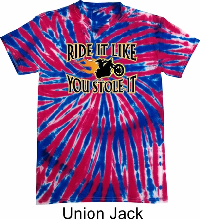 Mens Biker Shirt Ride It Patriotic Tie Dye Tee T-shirt