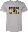Mens Biker Shirt Ride It Tri Blend V-neck Tee T-Shirt