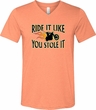 Mens Biker Shirt Ride It Tri Blend V-neck Tee T-Shirt