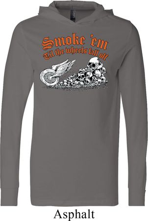 Mens Biker Shirt Smoke Em Lightweight Hoodie Tee