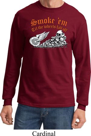 Mens Biker Shirt Smoke Em Long Sleeve Tee