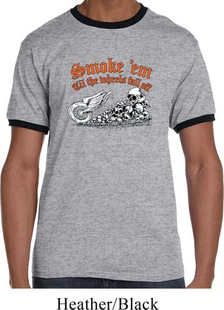 Mens Biker Shirt Smoke Em Ringer Tee T-Shirt