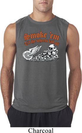 Mens Biker Shirt Smoke Em Sleeveless Tee T-Shirt