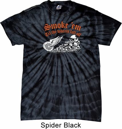 Mens Biker Shirt Smoke Em Spider Tie Dye Tee T-shirt