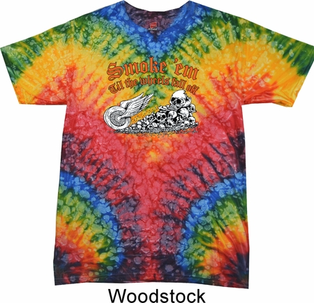Mens Biker Shirt Smoke Em Tie Dye Tee T-shirt