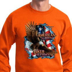 Mens Biker Sweatshirt American By Birth Sweat Shirt