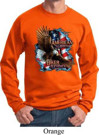 Mens Biker Sweatshirt American By Birth Sweat Shirt
