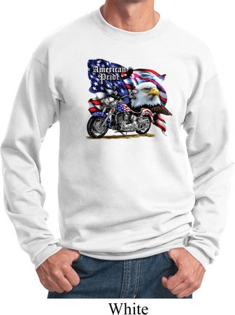 Mens Biker Sweatshirt American Pride Motorcycle Sweat Shirt