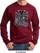 Mens Biker Sweatshirt Chopper Cross Skeleton Sweat Shirt