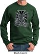 Mens Biker Sweatshirt Chopper Cross Skeleton Sweat Shirt