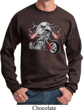 Mens Biker Sweatshirt Eagle Biker Sweat Shirt