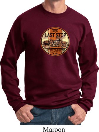 Mens Biker Sweatshirt Last Stop Sweat Shirt