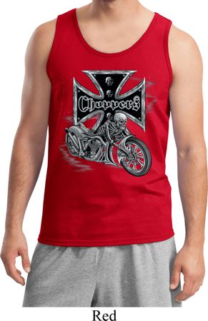 Mens Biker Tanktop Chopper Cross Skeleton Tank Top