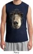 Mens Black Bear Shirt Big Black Bear Face Muscle Tee T-Shirt