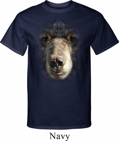 Mens Black Bear Shirt Big Black Bear Face Tall Tee T-Shirt