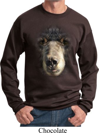 Mens Black Bear Sweatshirt Big Black Bear Face Sweat Shirt