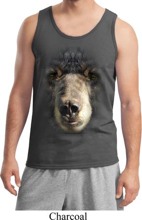 Mens Black Bear Tanktop Big Black Bear Face Tank Top